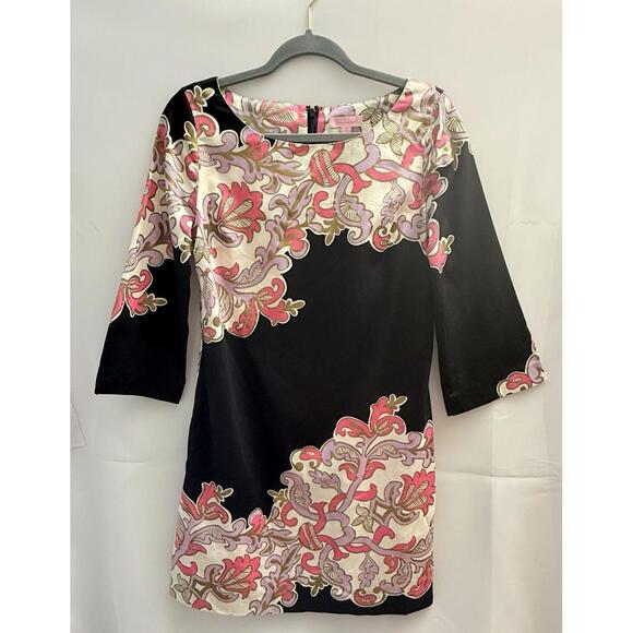 LILLY PULITZER Women's Shauna Tunic 3/4 Sleeve Dress SIZE 4 Black /‎ Pink - Picture 1 of 9